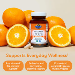 Garden of Life Raw Vitamin C bottle open with capsules ready to take