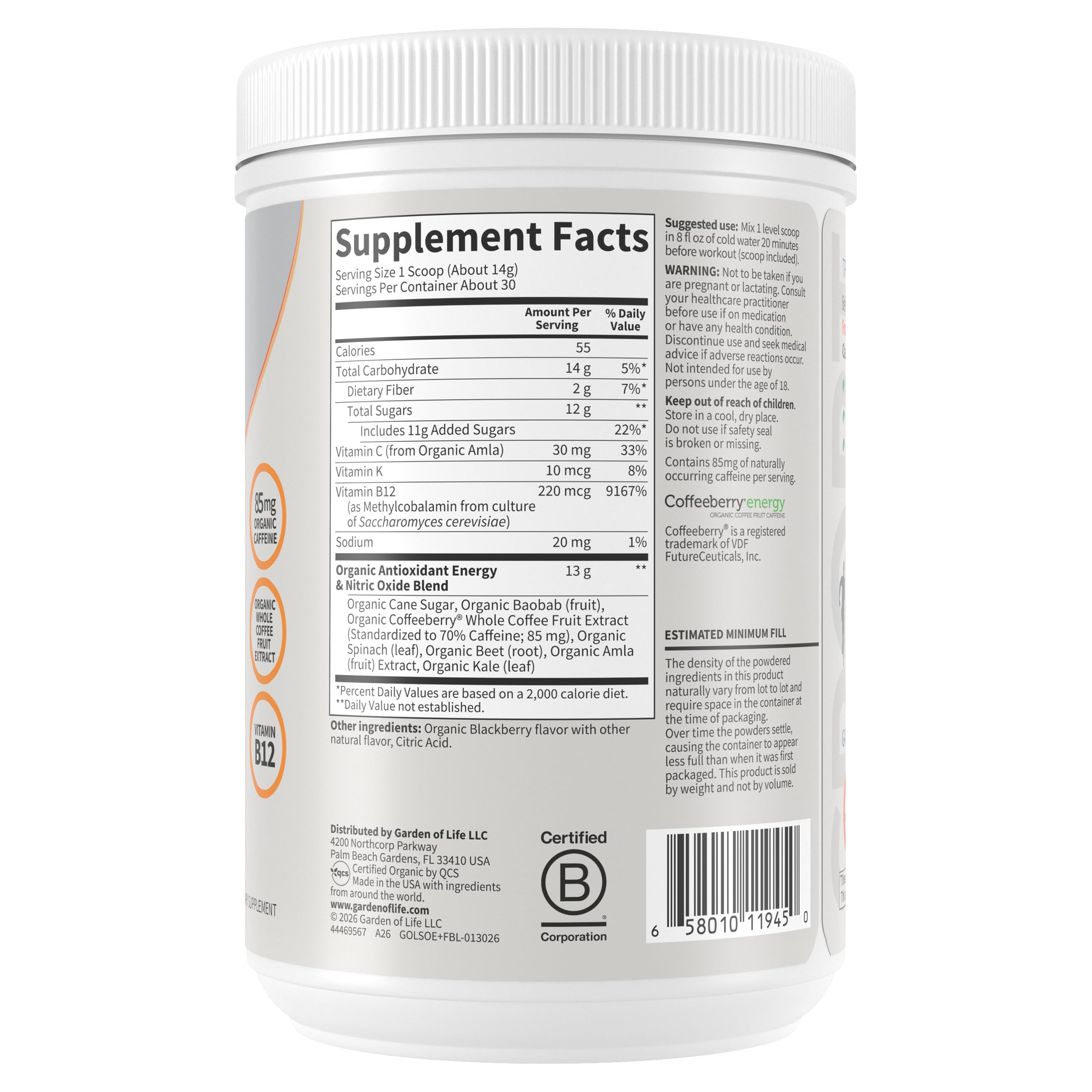 Whole-food vitamin B12 in Energy + Focus supports energy production