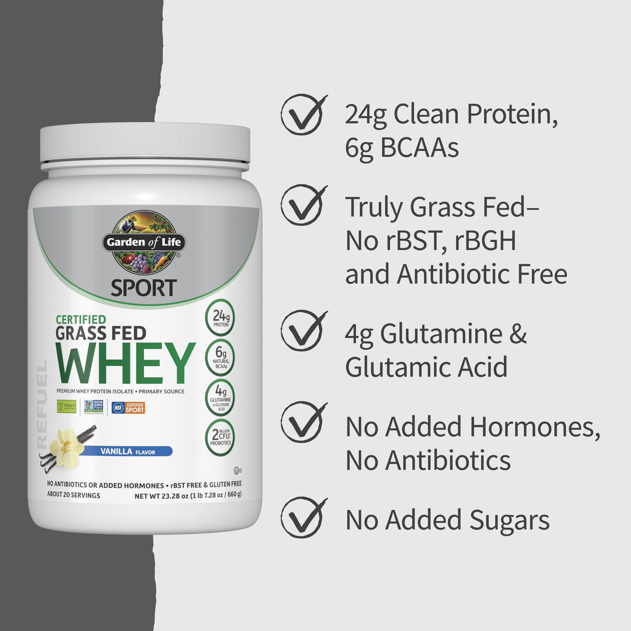 Garden of Life SPORT gluten-free badge on packaging.