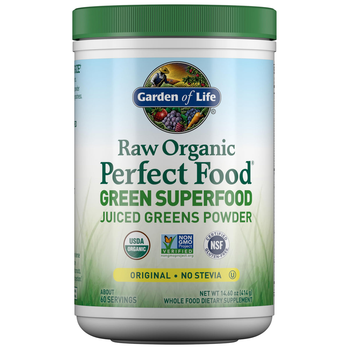 Garden of Life Super Greens bottle for daily nutrition and energy.