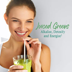 Garden of Life Super Greens smoothie in glass shows vibrant plant-powered nutrition.