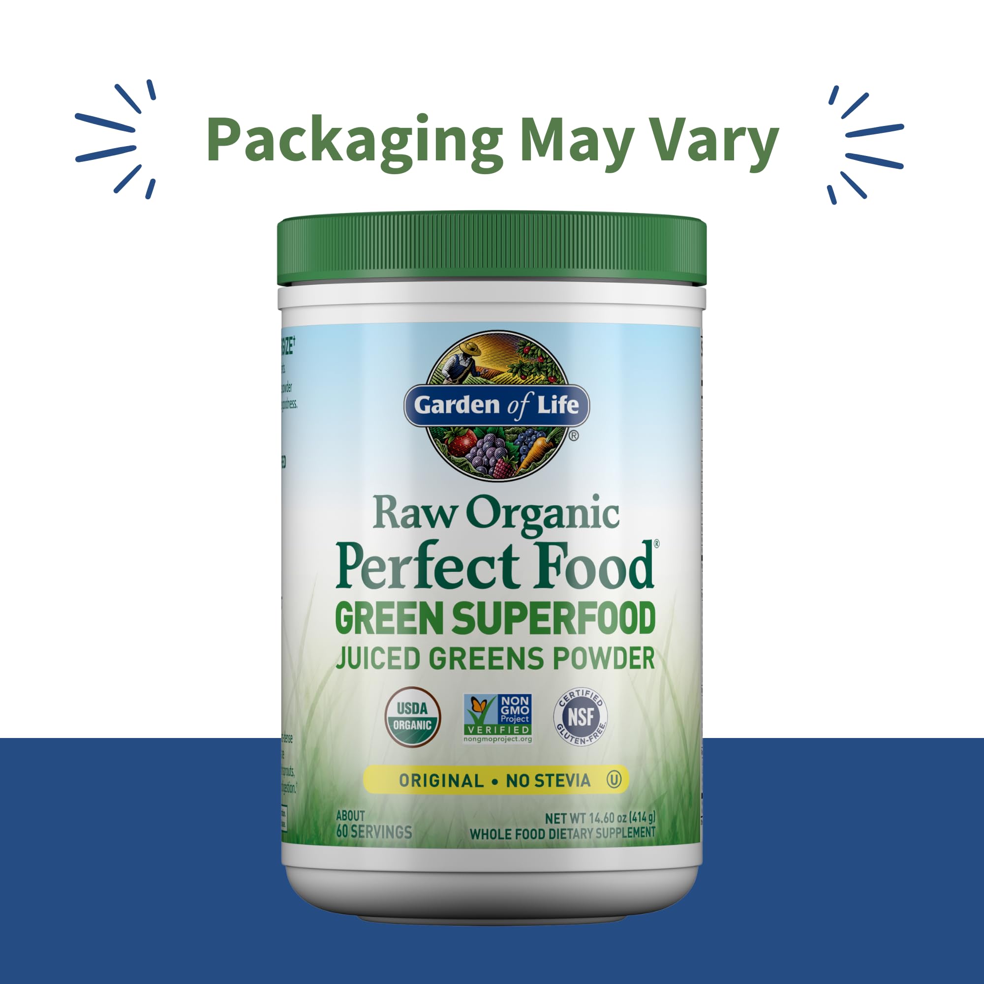 Garden of Life Super Greens scoop beside bottle for easy mixing.
