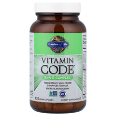 Garden of Life Vitamin B Complex capsules closeup for easy daily intake.