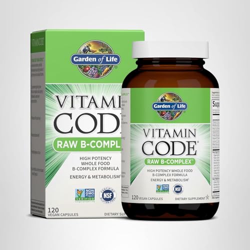 Garden of Life Vitamin B Complex bottle with label reference to methylcobalamin B12.