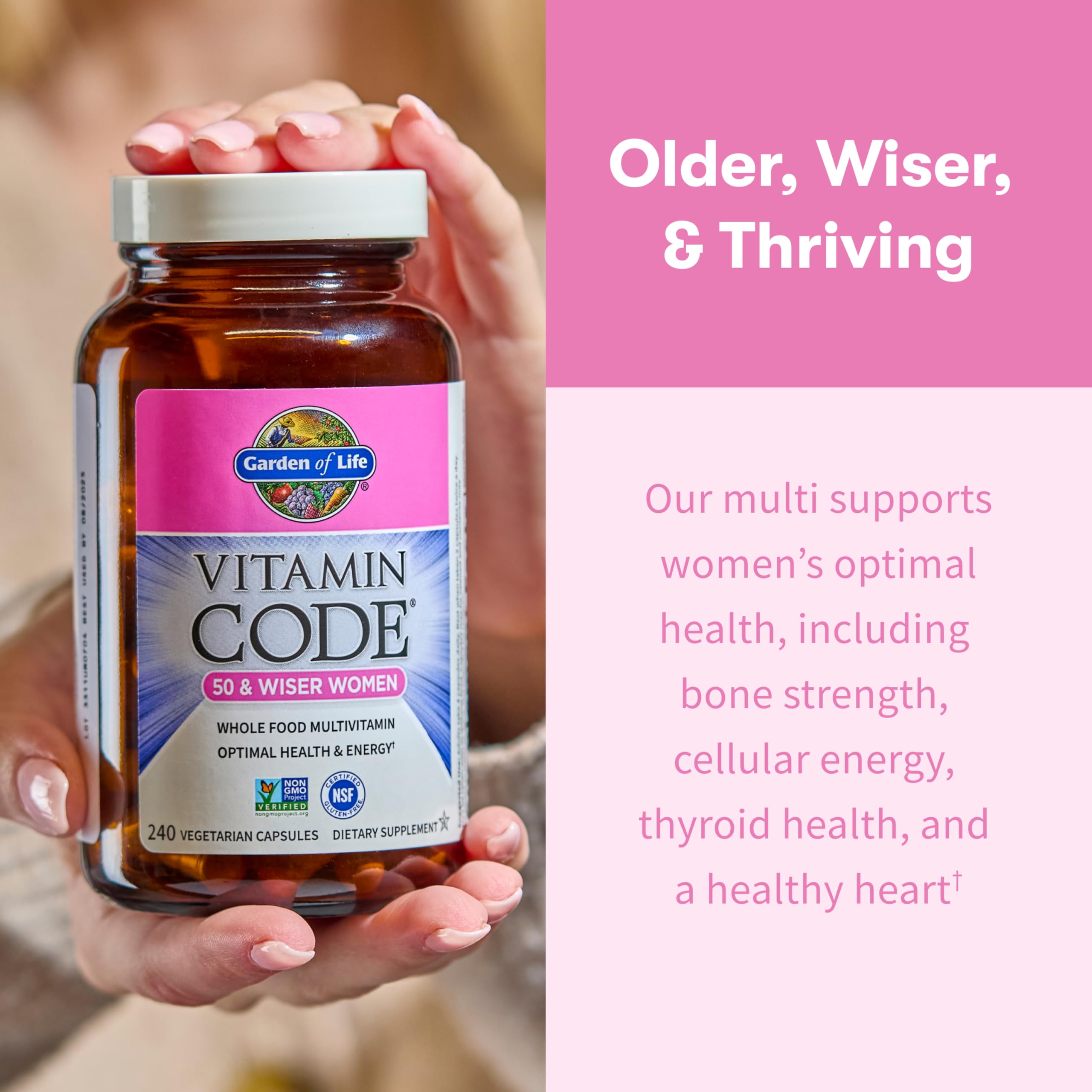 Certified clean supplement with non-GMO, gluten-free, kosher seals.