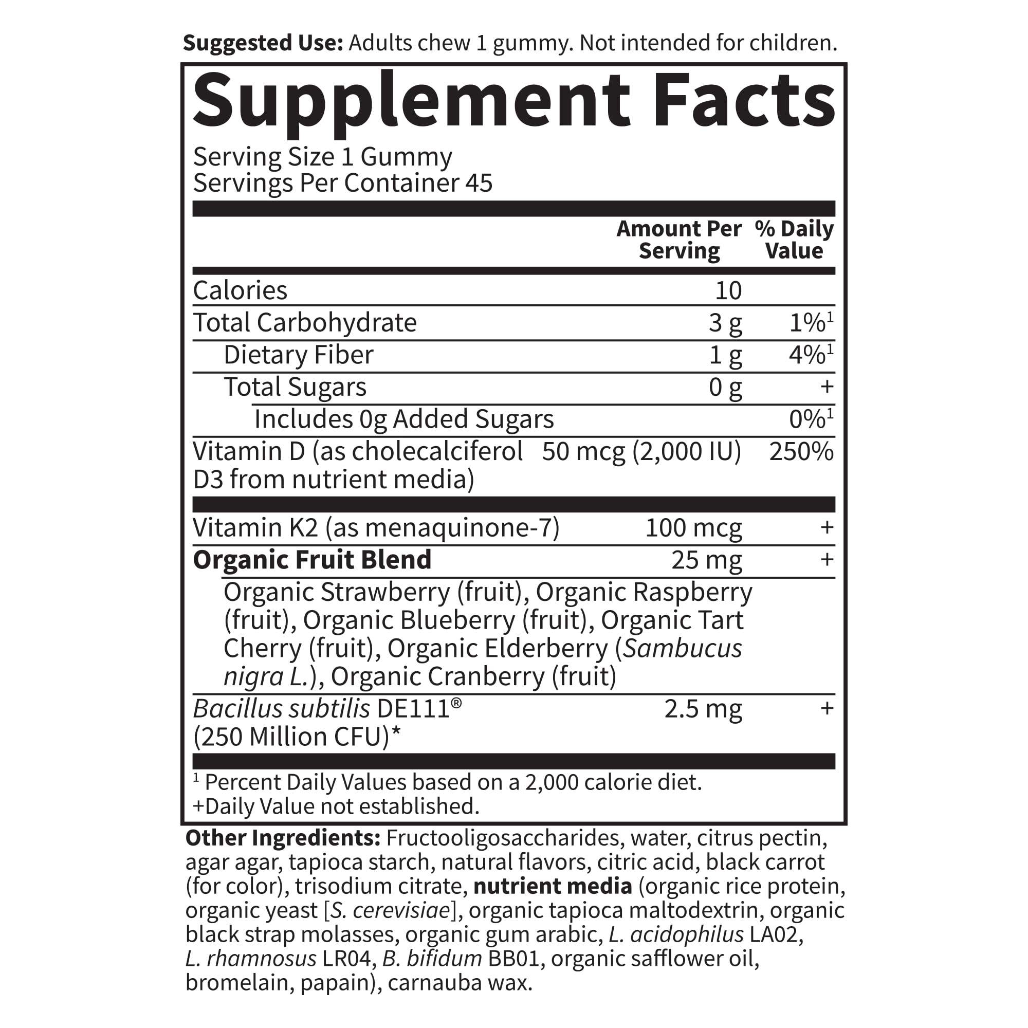 Garden of Life Vitamin Code D3 + K2 Gummies sugar-free closeup showing flavor and texture