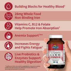 Garden of Life Vitamin Code Healthy Blood packaging reveals RAW probiotic blend