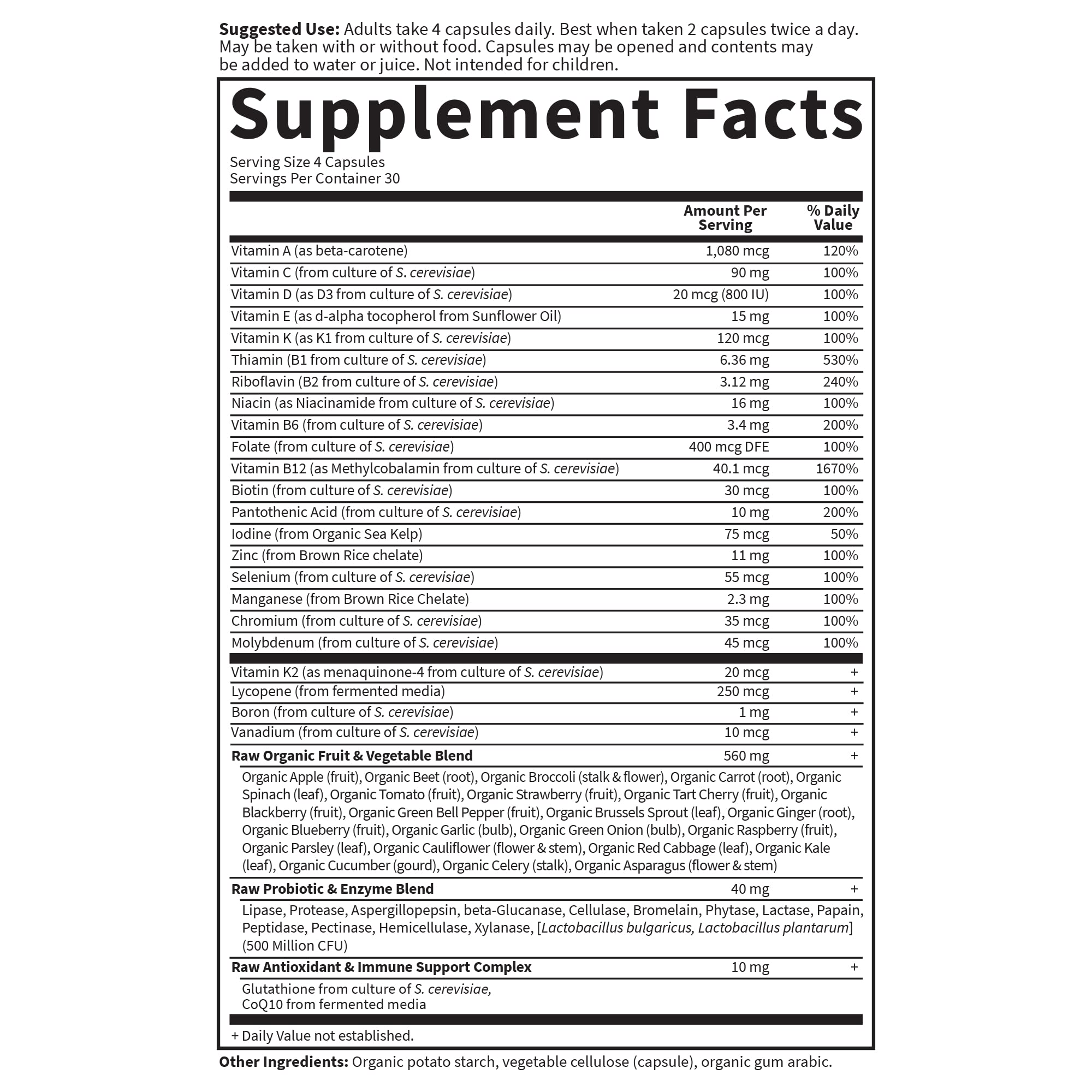 Bottle label notes zinc and vitamin E for heart and prostate support