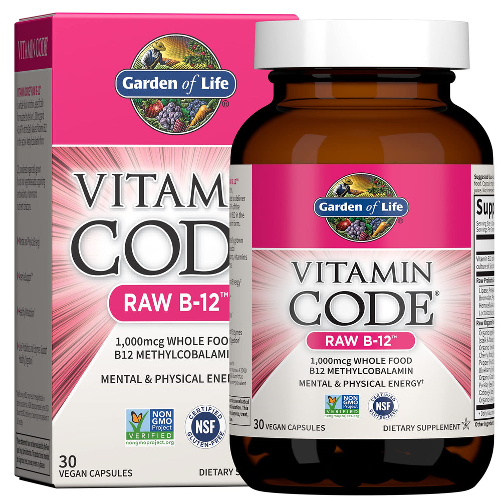 Garden of Life Vitamin Code Raw B-12 bottle highlighting energy-support