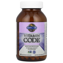 Garden of Life Vitamin Code RAW Prenatal image shows fruit and vegetable blend powering nutrient cofactors.