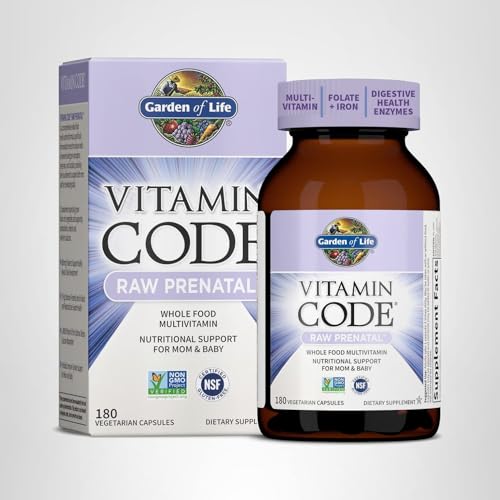 Garden of Life Vitamin Code RAW Prenatal packaging shows gluten-free and non-GMO certification.