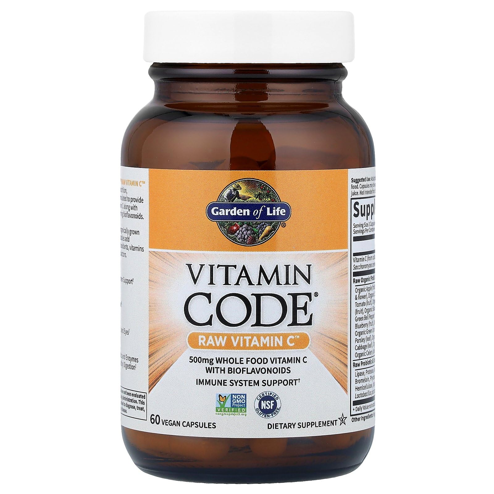 Garden of Life Vitamin Code Raw Vitamin C capsules for vegan daily wellness