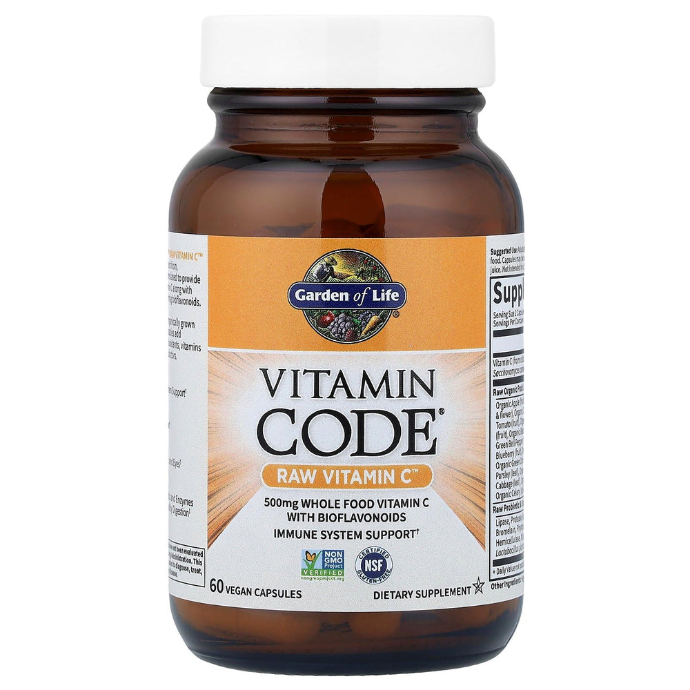 Garden of Life Vitamin Code Raw Vitamin C capsules for vegan daily wellness