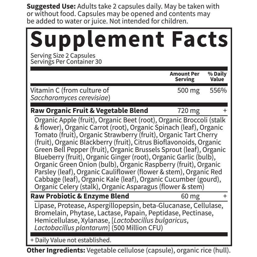Enzymes in Garden of Life Vitamin Code Raw Vitamin C for absorption support