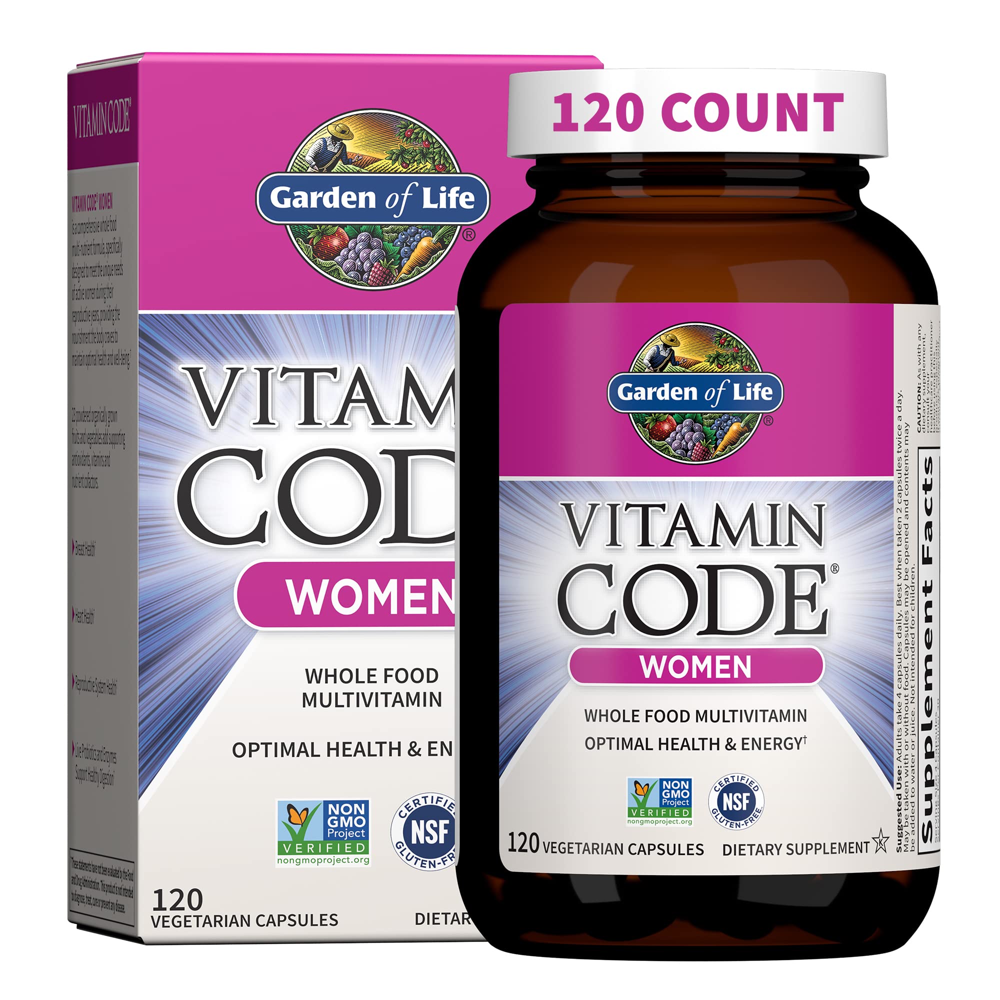 Garden of Life Vitamin Code Women bottle-front view for daily wellness.