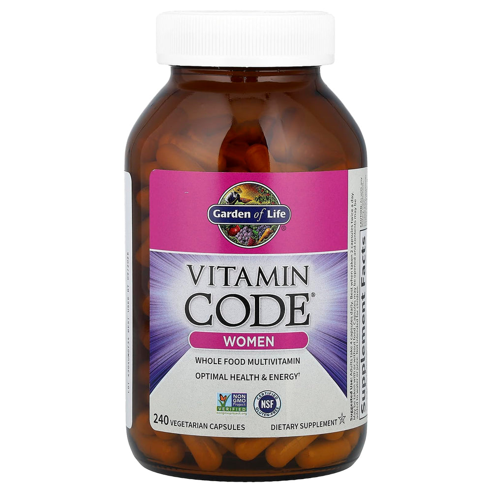 Capsules arranged to show vegetarian formula and daily dose.