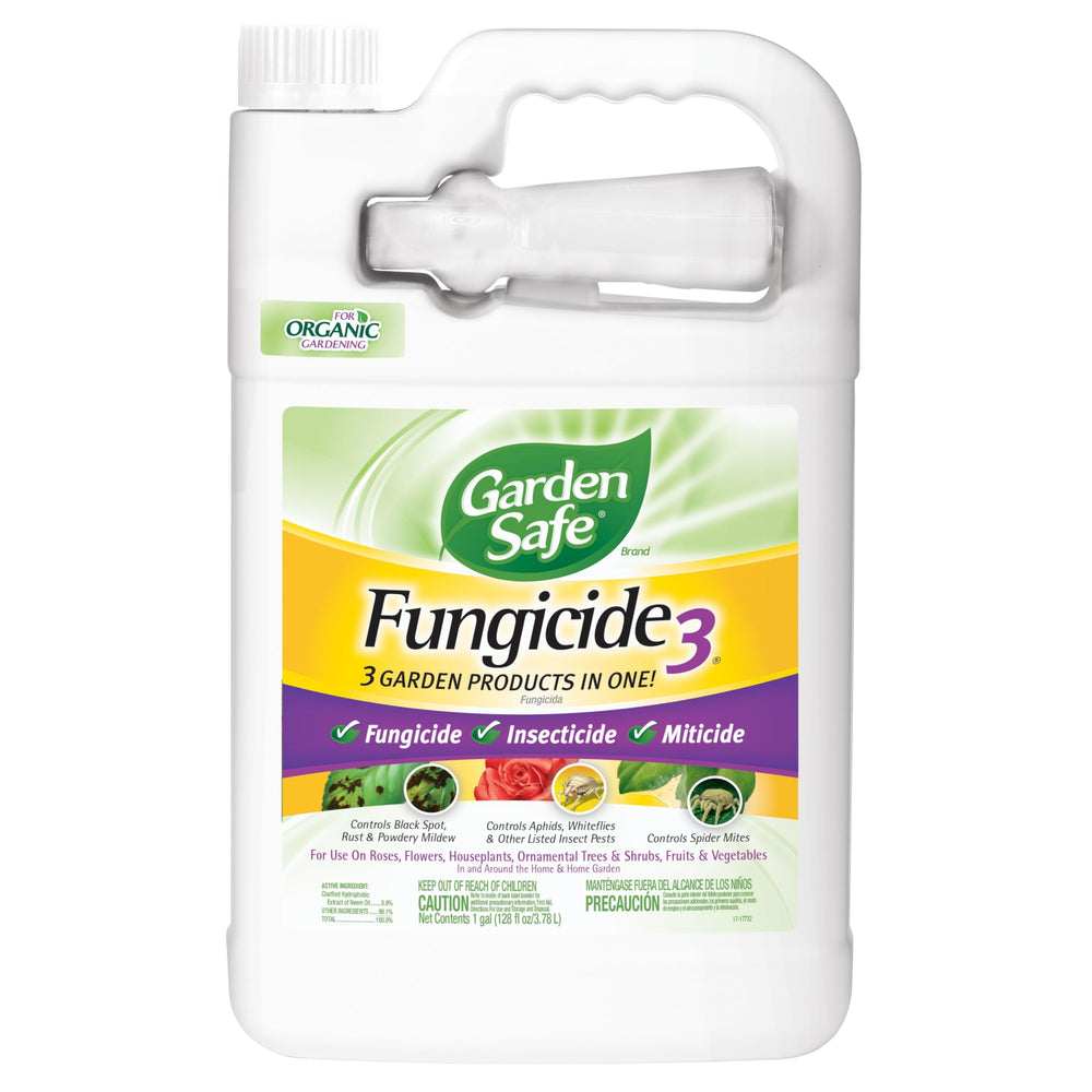 Garden Safe Fungicide3 bottle front for organic pest and disease protection.