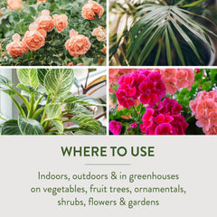 Garden Safe spray shown with vegetables and fruit trees for versatile organic use.
