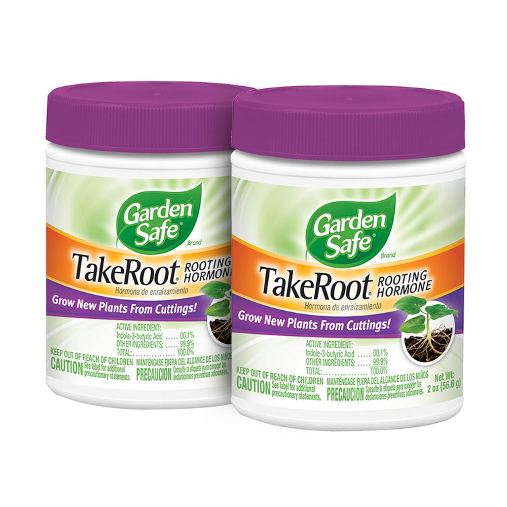 Garden Safe TakeRoot powder applied to a cutting end promotes new roots.
