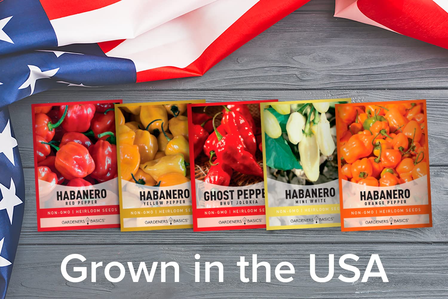 Gardeners Basics orange habanero seeds for vibrant, spicy peppers.