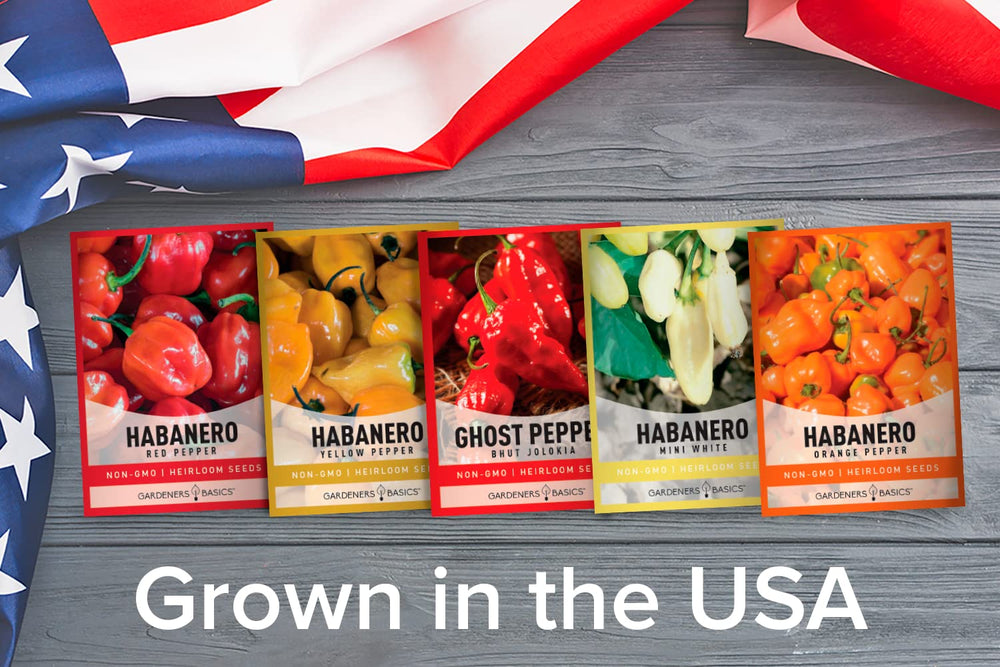 Gardeners Basics orange habanero seeds for vibrant, spicy peppers.