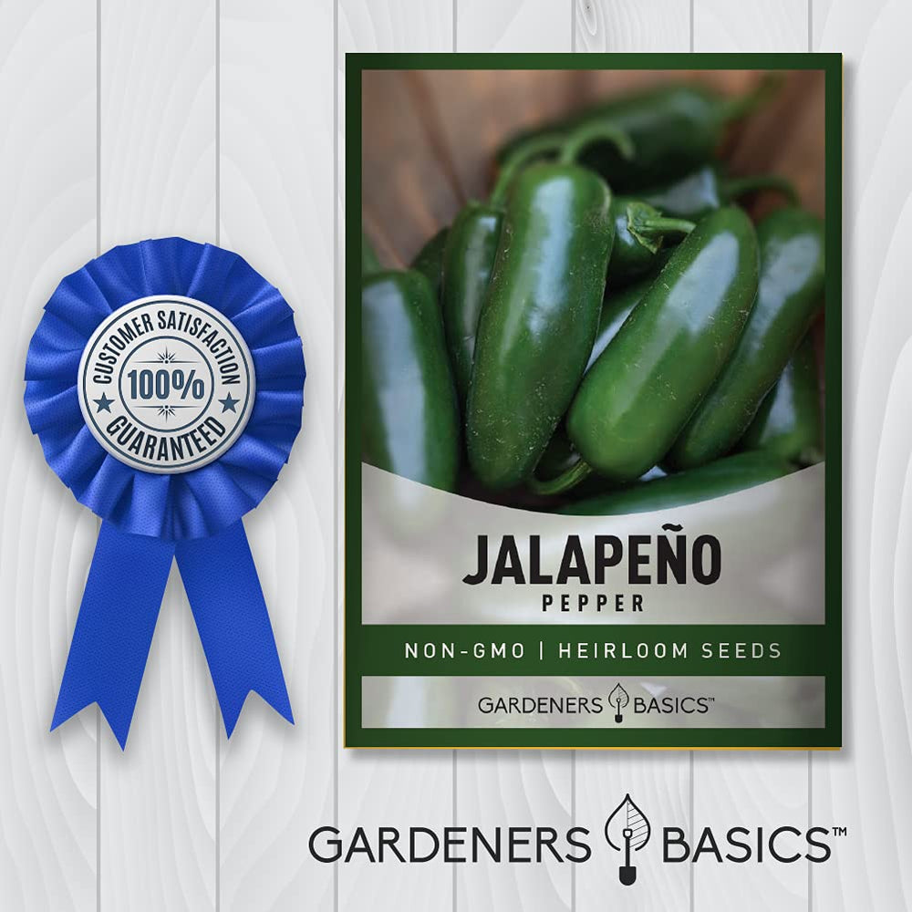 Gardeners Basics seed packet details include water-resistant printing and seed quantity.