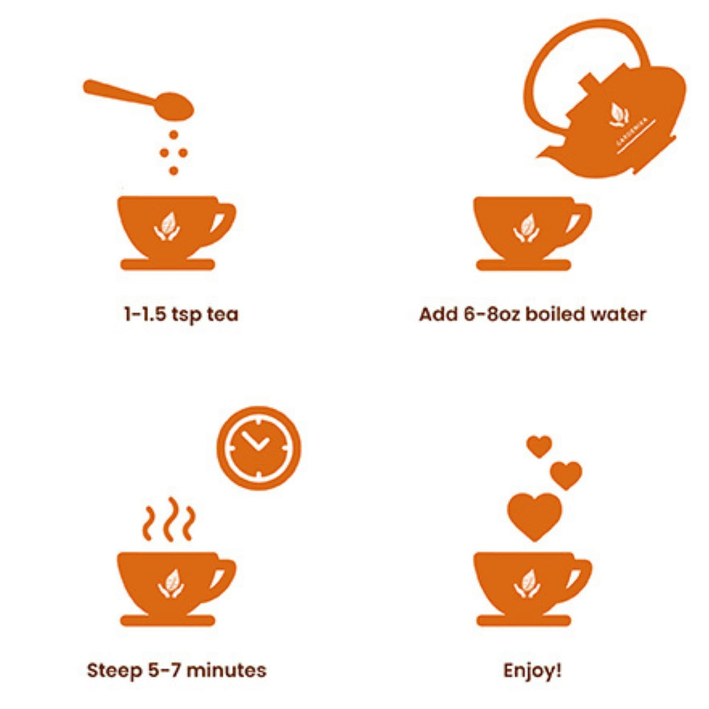 Gardenika tea cup with gentle steam highlighting a soothing ritual