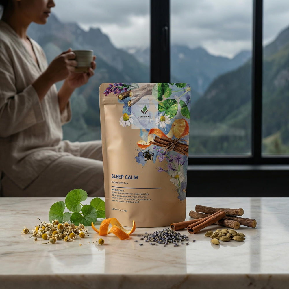 Gardenika Sleep Tea cinnamon bark detail adds a warm spice note