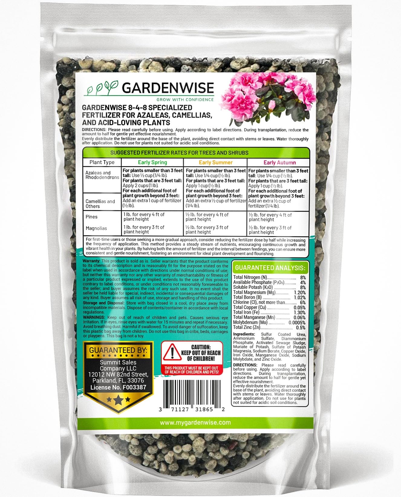 GardenWise 8-4-8 azalea bloom focus supporting color and vitality.
