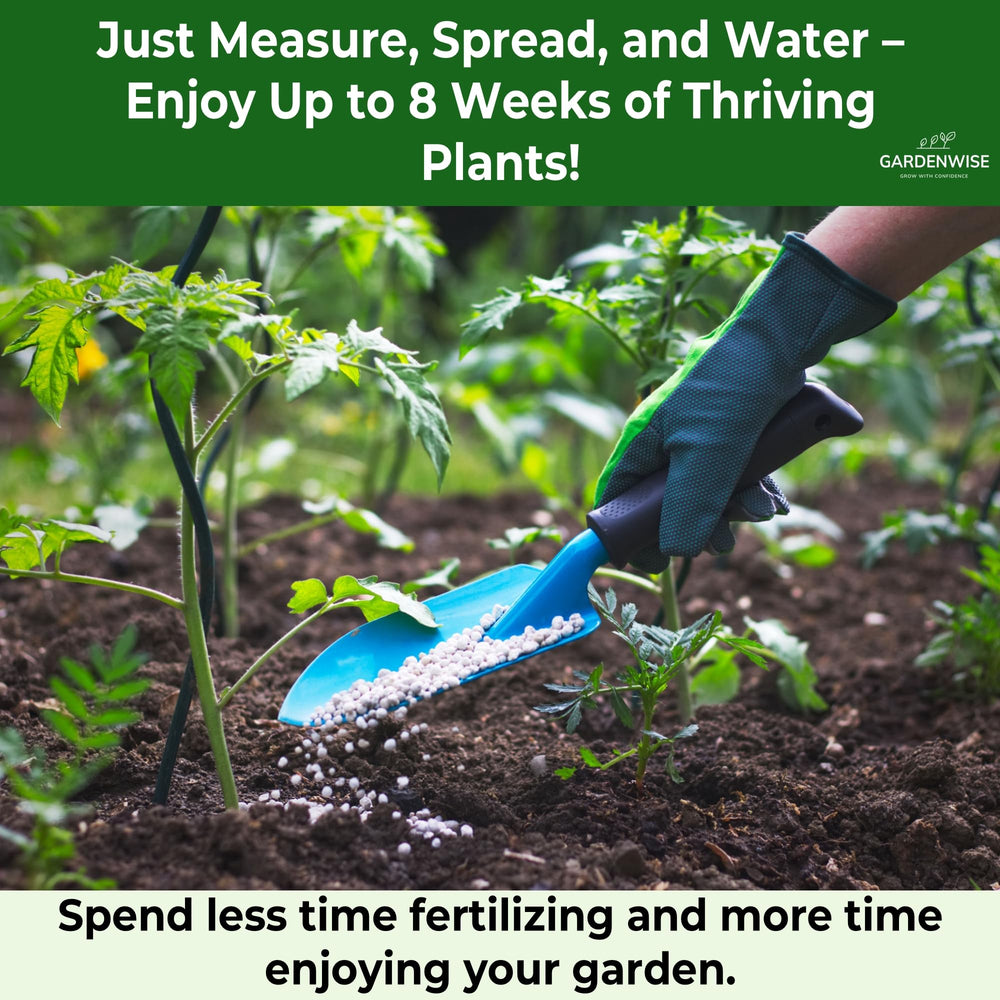 GardenWise arborvitae and shrub fertilizer granules promote steady root health.