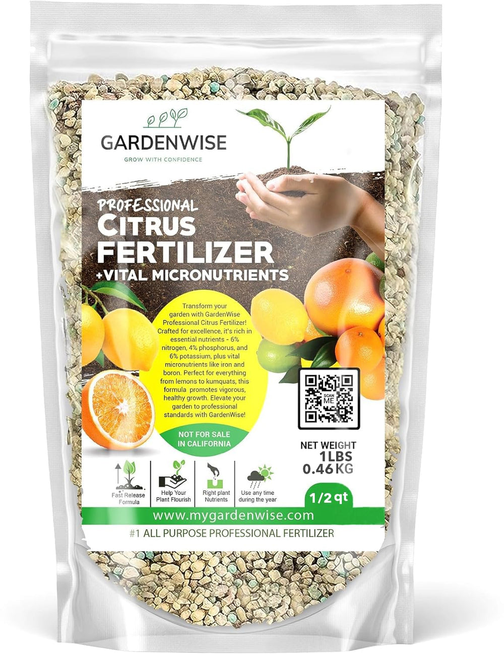GardenWise Citrus Fertilizer bottle pour around citrus trees for steady growth