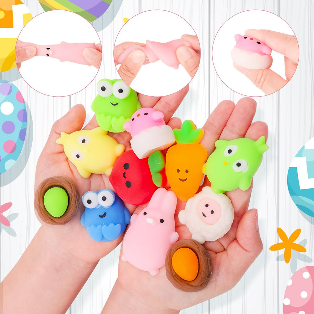 Garma mochi squishies inside eggs with soft, squeezable textures for playful tactile fun