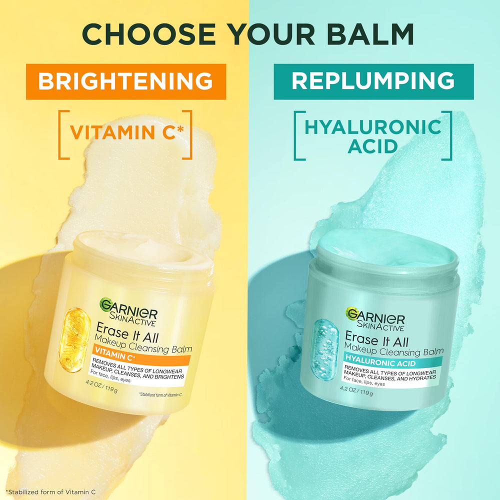 Garnier Erase It All Balm 24h hydration badge visible on packaging