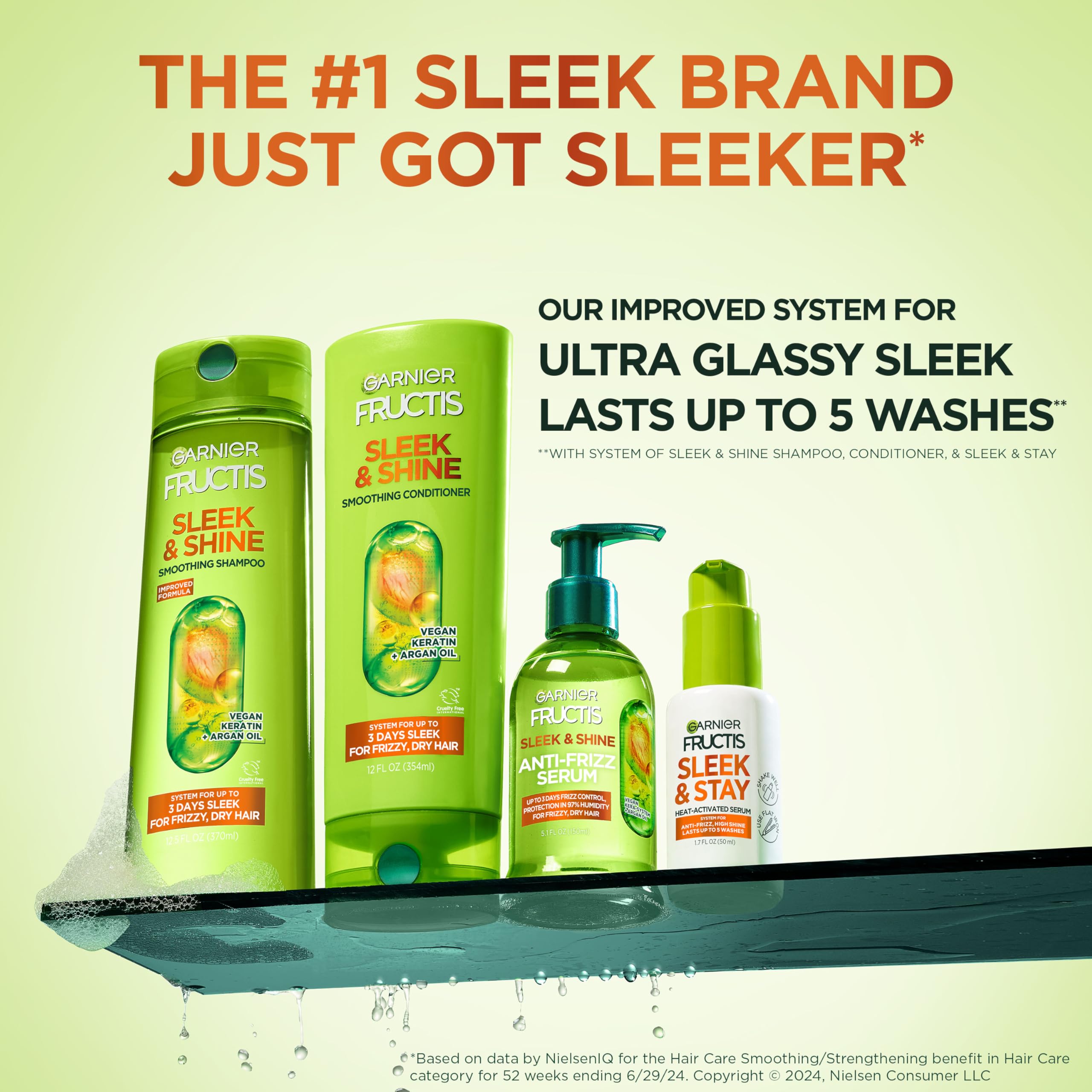 Garnier Fructis Sleek and Stay leaves a non-greasy finish