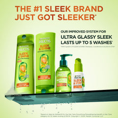 Garnier Fructis Sleek & Shine conditioner bottle delivers smoothing hydration.