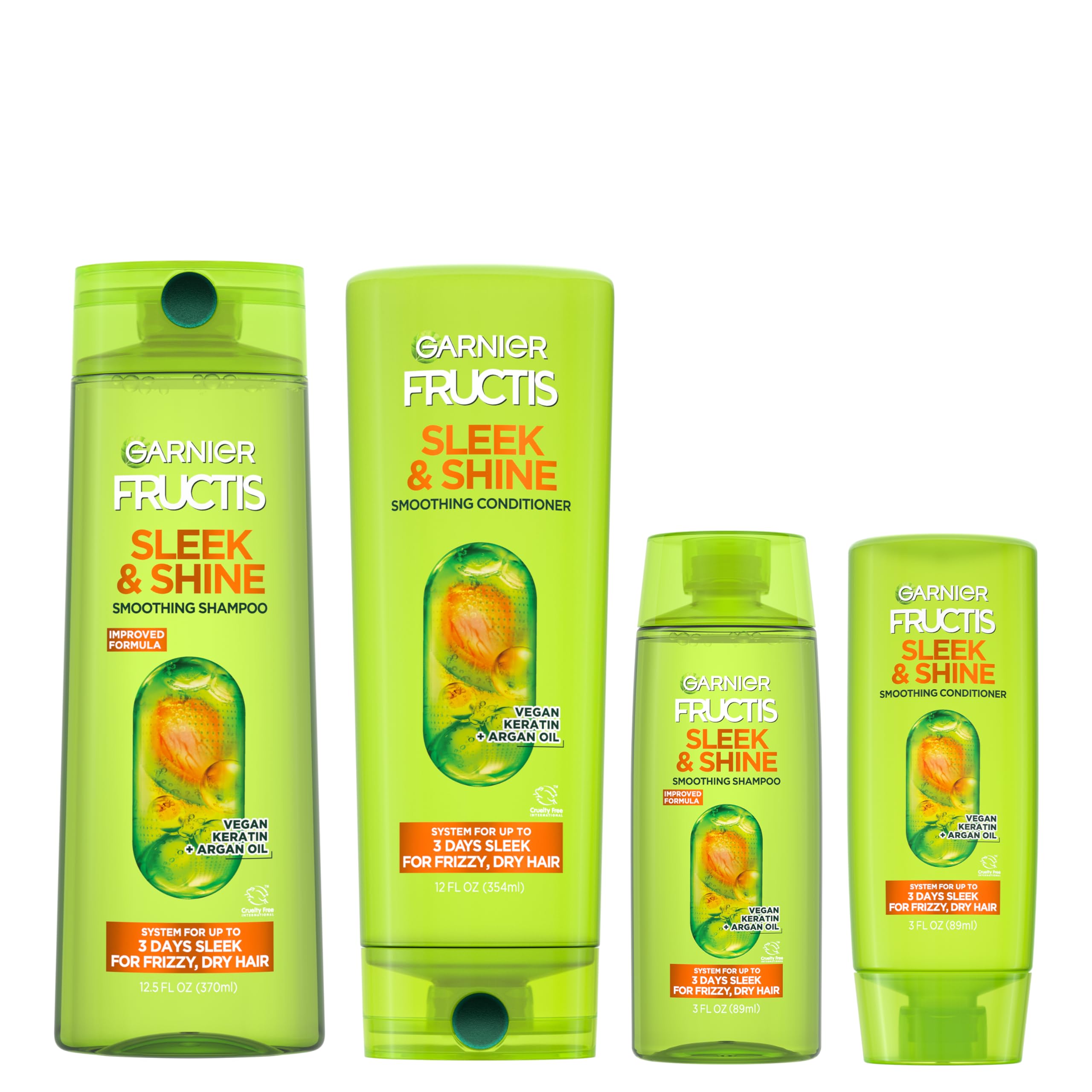 Garnier Fructis Sleek & Shine shampoo bottle for frizz control.