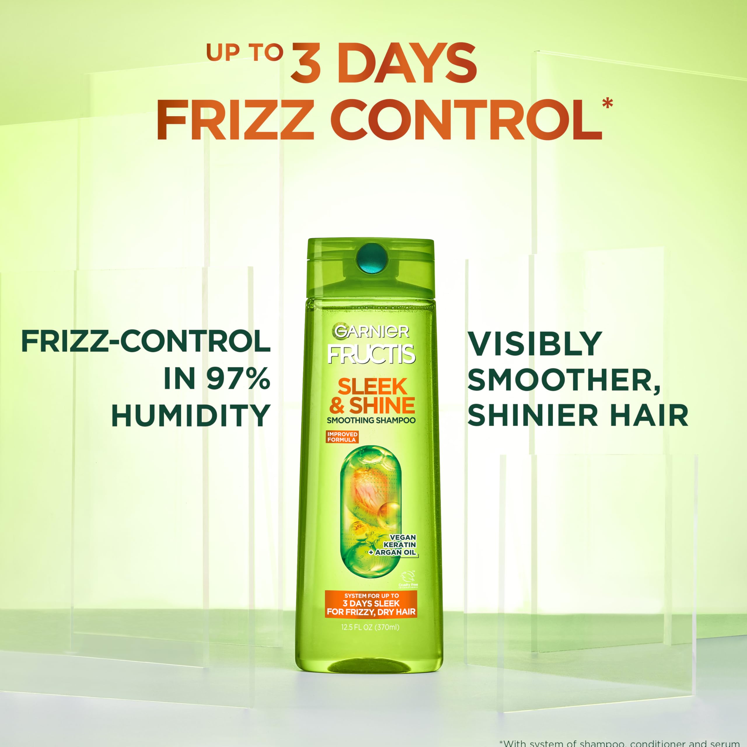 Garnier Fructis Sleek & Shine travel-size shampoo for on-the-go frizz control.