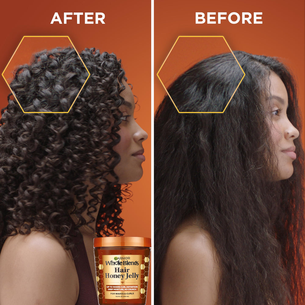 Garnier Honey Jelly applied to wet hair for even distribution while styling