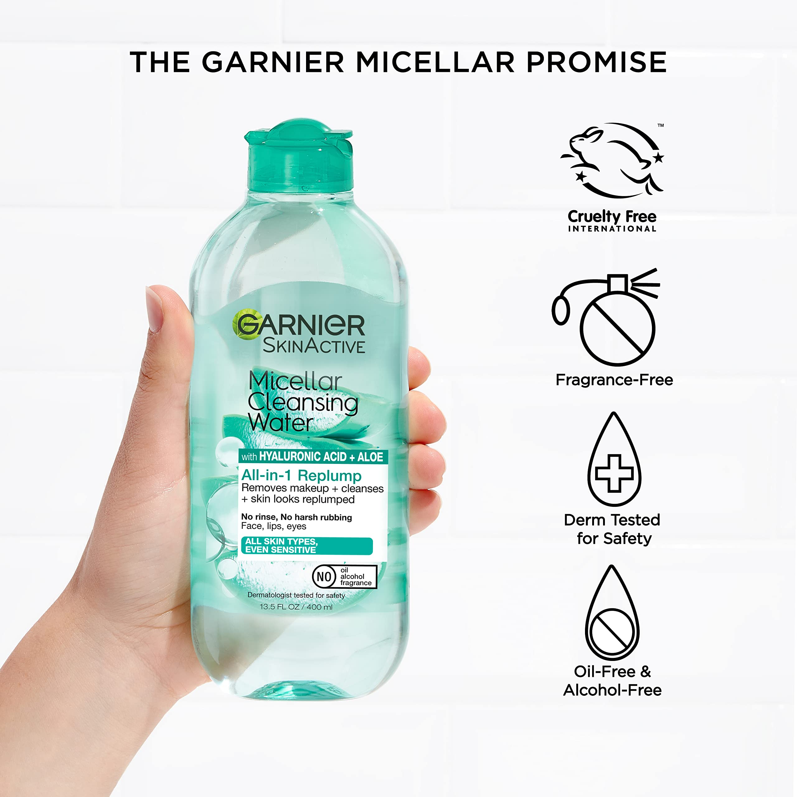 Garnier micellar water cruelty-free badge signals ethical skincare