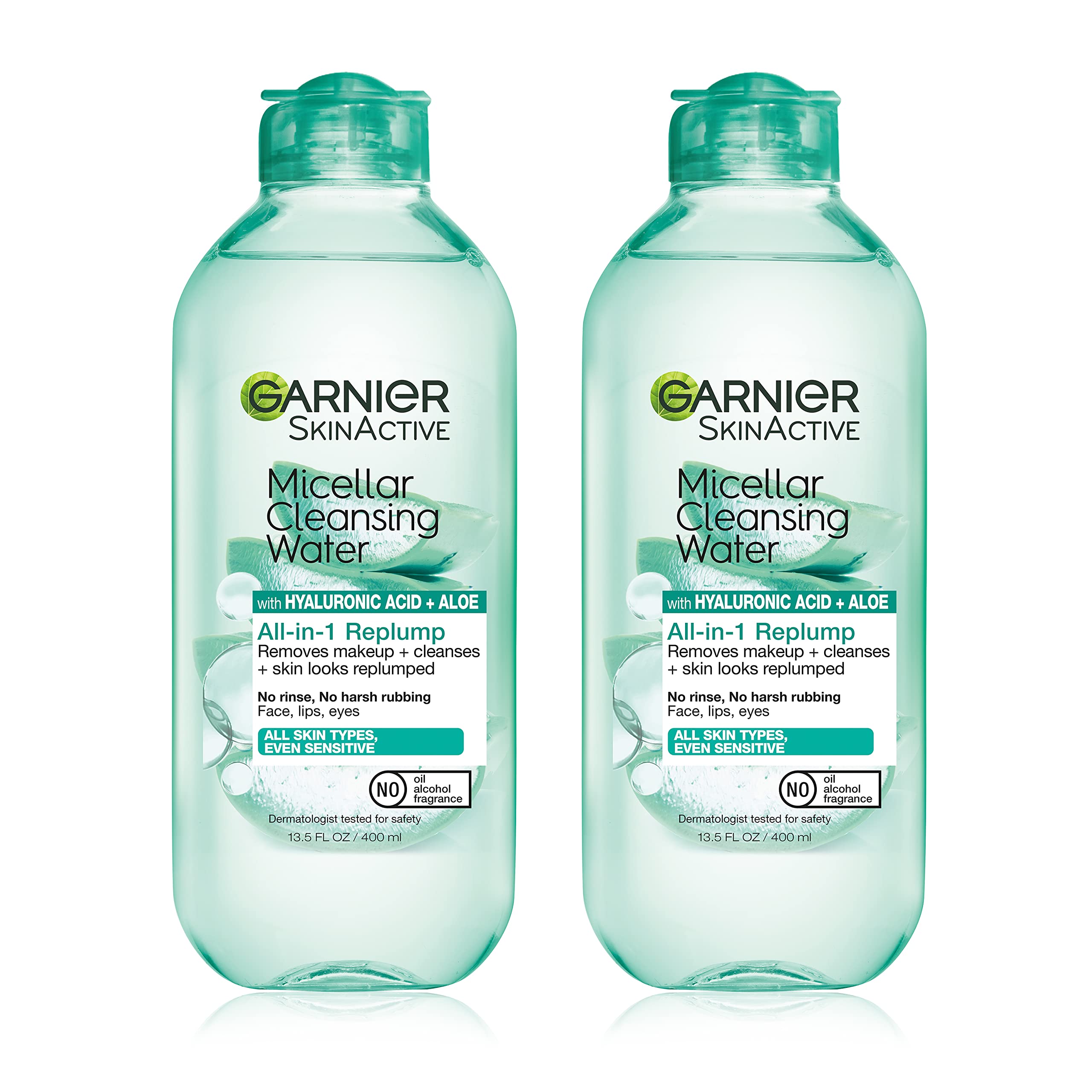 Garnier micellar water bottle close-up highlighting hydrating cleansing