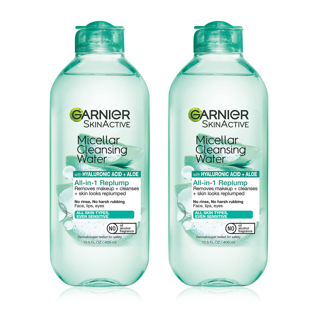 Garnier micellar water bottle close-up highlighting hydrating cleansing