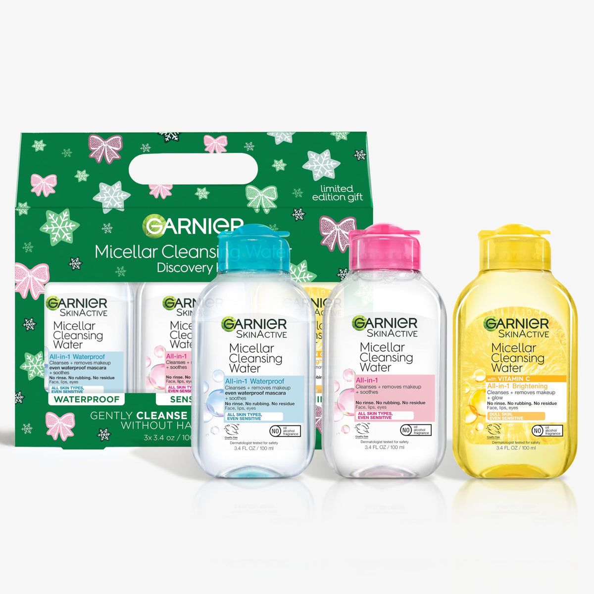 Garnier Micellar Water Original formula bottle, gentle makeup removal for all skin types.