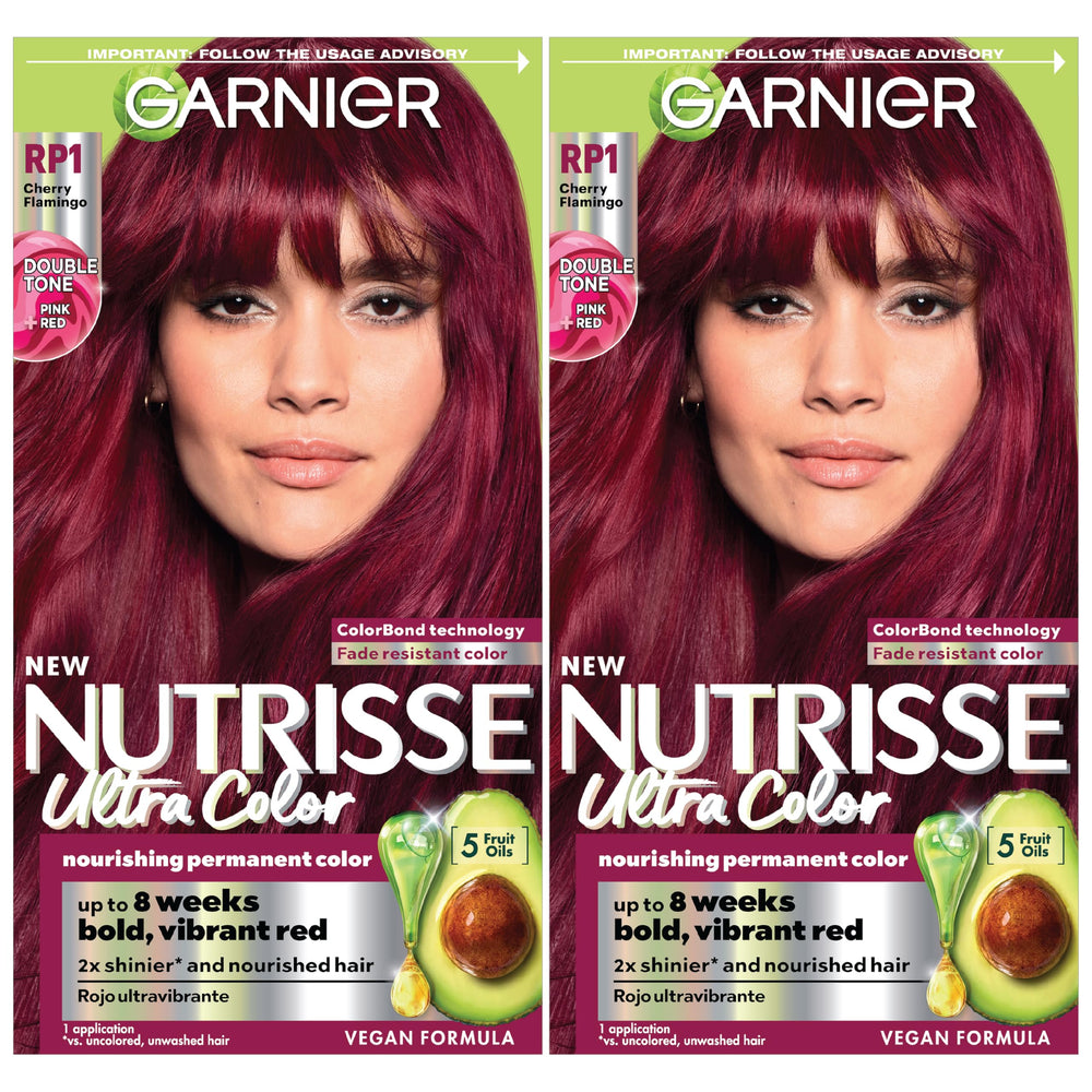 Garnier Nutrisse RP1 pink red dye bottle showing bold color