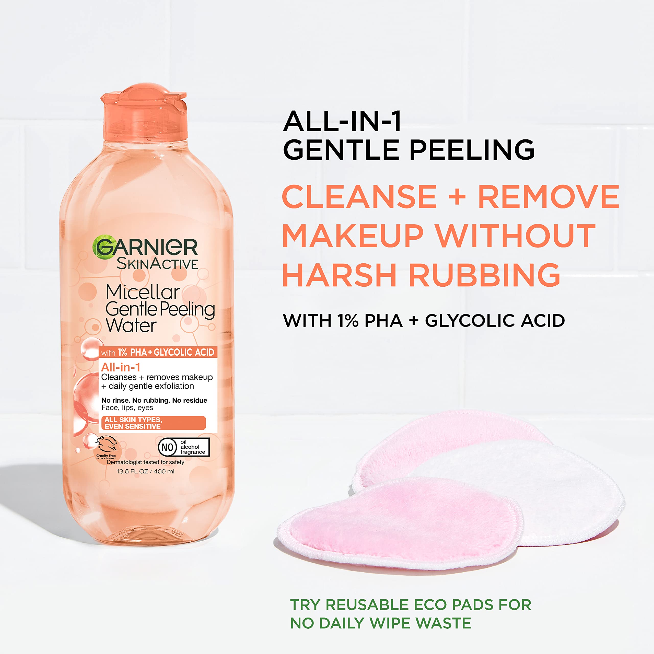 Garnier SkinActive exfoliating toner usage applied to skin after cleansing