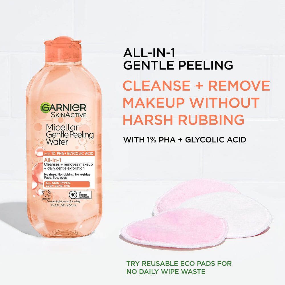 Garnier SkinActive exfoliating toner usage applied to skin after cleansing