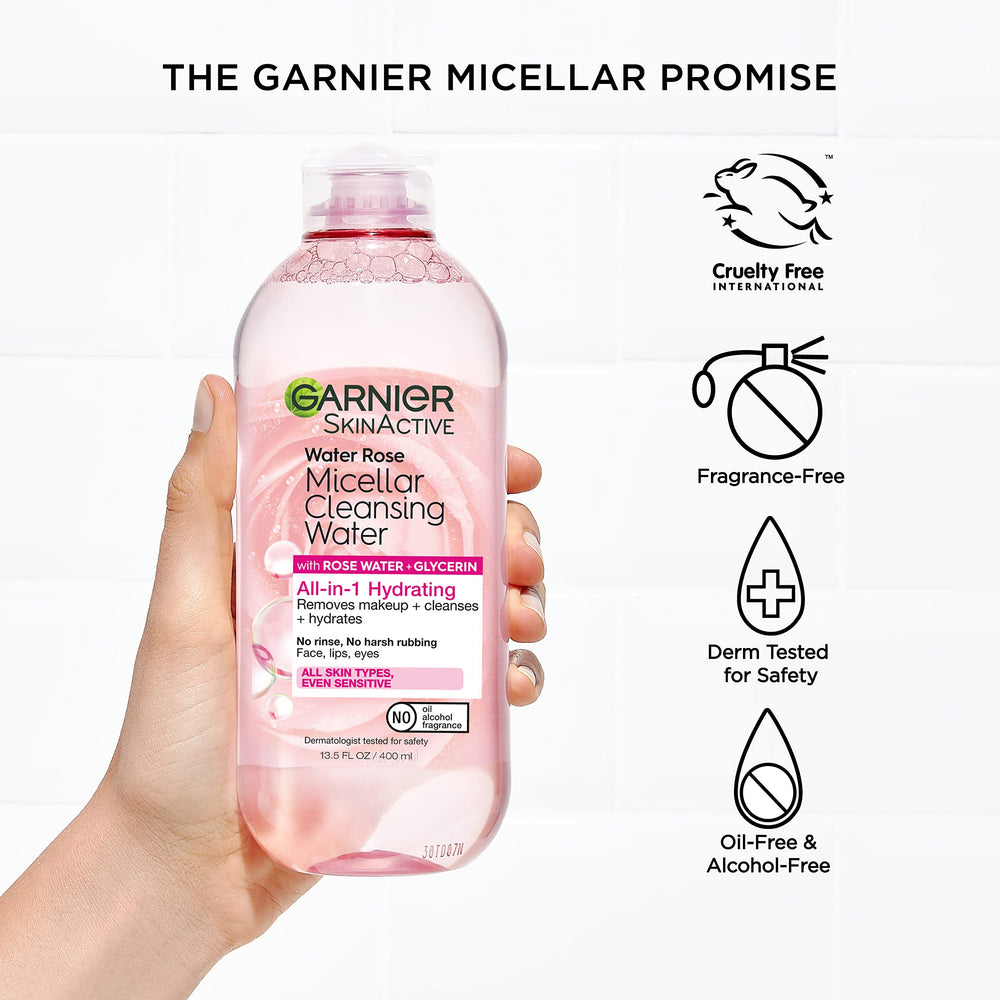 Garnier SkinActive vegan cruelty-free badge on the bottle.
