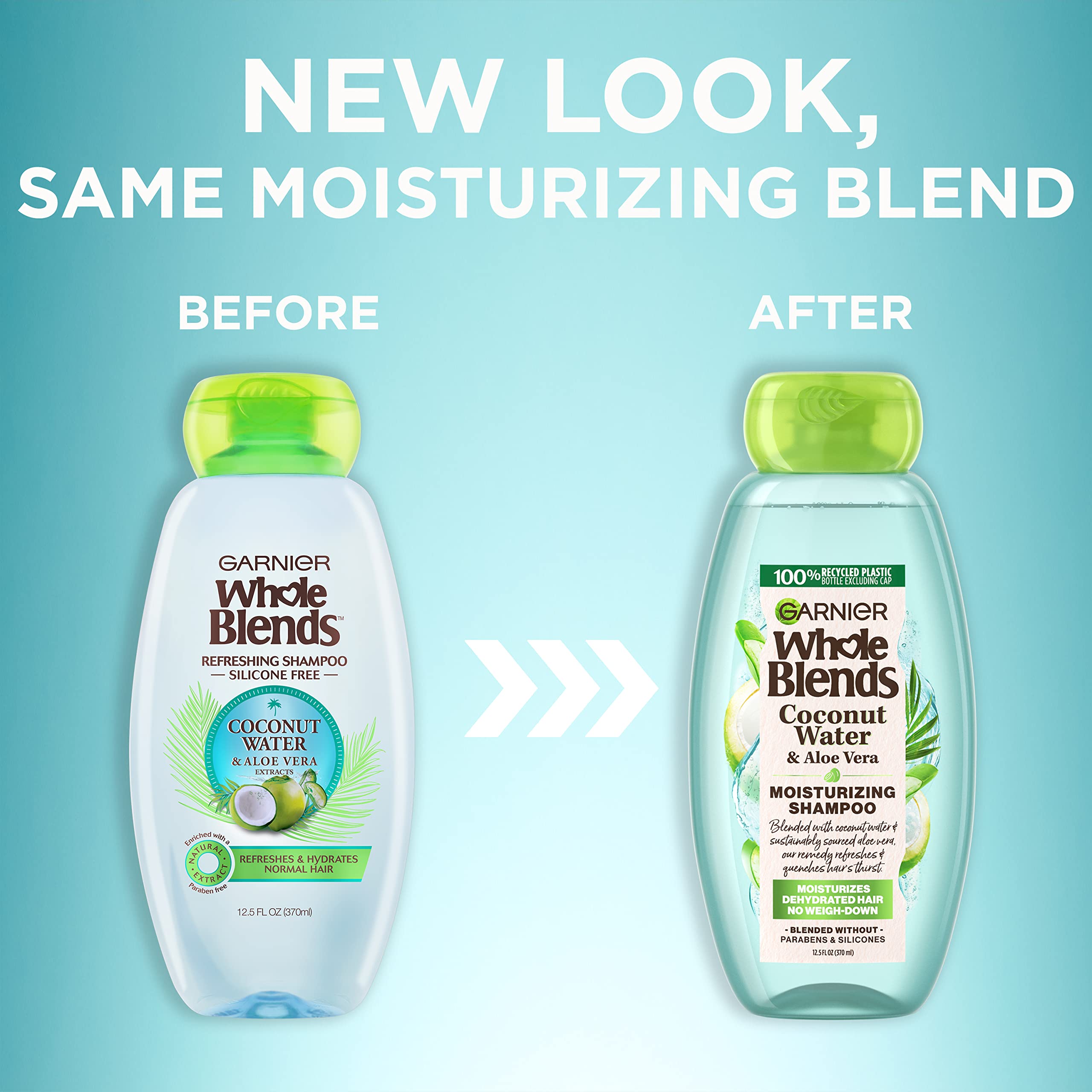 Illustration of coconut water and aloe vera ingredients in Garnier blend for hydration
