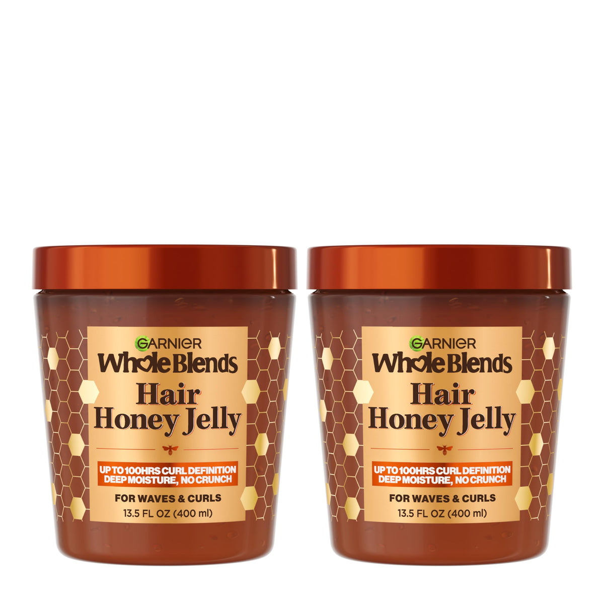 Garnier Whole Blends Honey Jelly bottle close-up showing defining moisture for curls