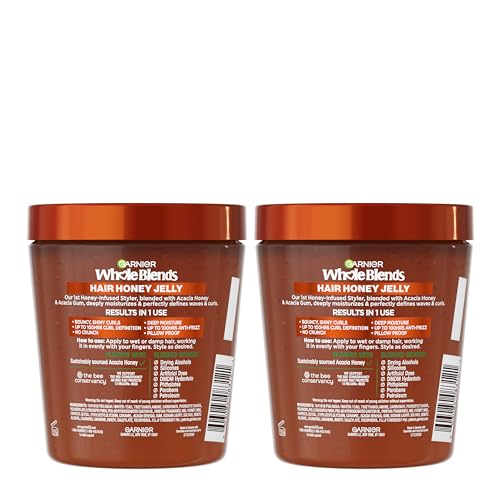 Garnier Whole Blends Honey Jelly pump demonstrates easy, mess-free curl definition