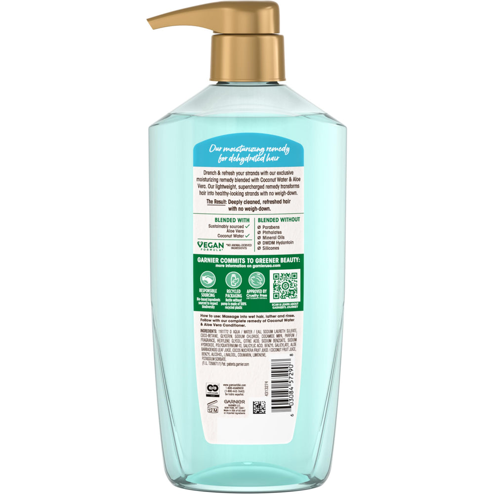 Packaging variation of Garnier Whole Blends coconut water shampoo with lightweight hydration